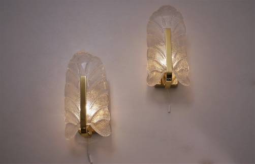 Brass Wall Lights Set of Two Carl Fagerlund Orrefors, 1960s, Swedish